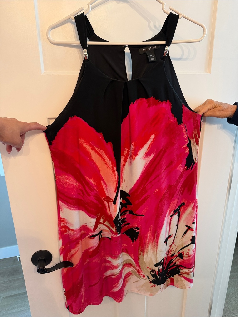 White House Black Market Cynthia Rowley Pink & Black Floral Tank Dress